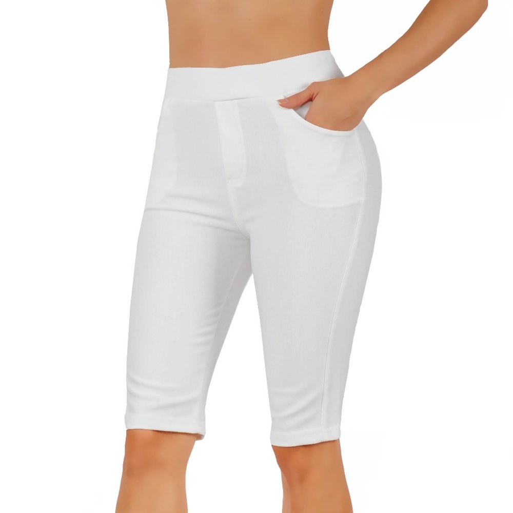 3pcs Set Pull-Up Bermuda Shorts Mid Rise Ponte Knit Casual Office School Unifor